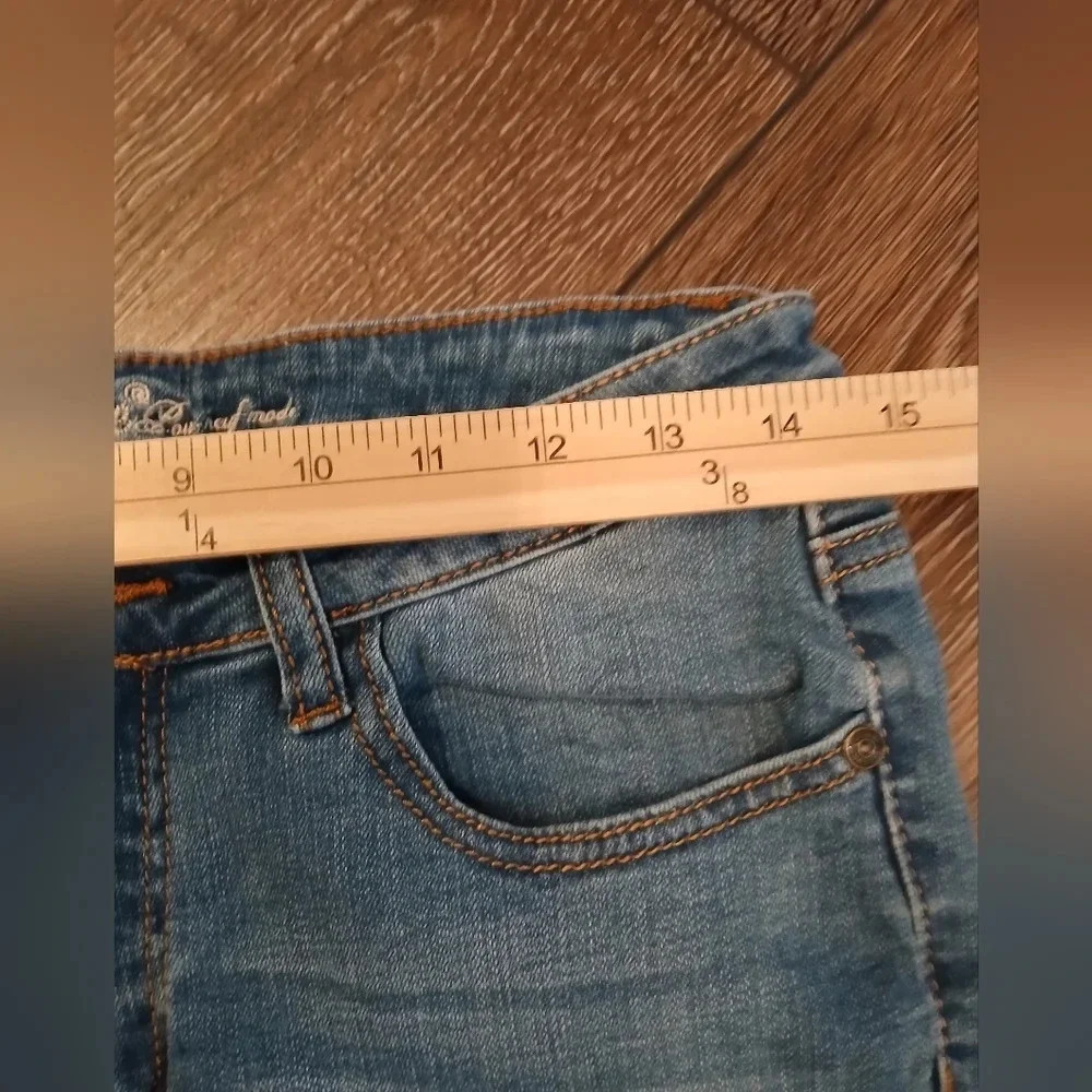 Machine Nouvelle Raw Hem Distressed Ankle Cropped Jeans Womens 6 Boho Cowgirl - Picture 5 of 9